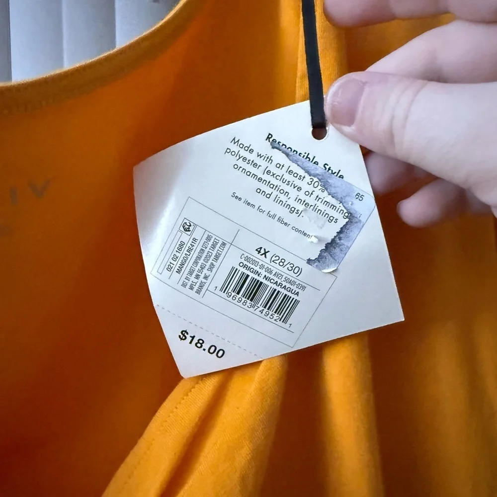 NWT Ava & Viv Yellow Scoop Neck Ruched Short Sleeve Summer Top Womans Size 4XL - Picture 4 of 5